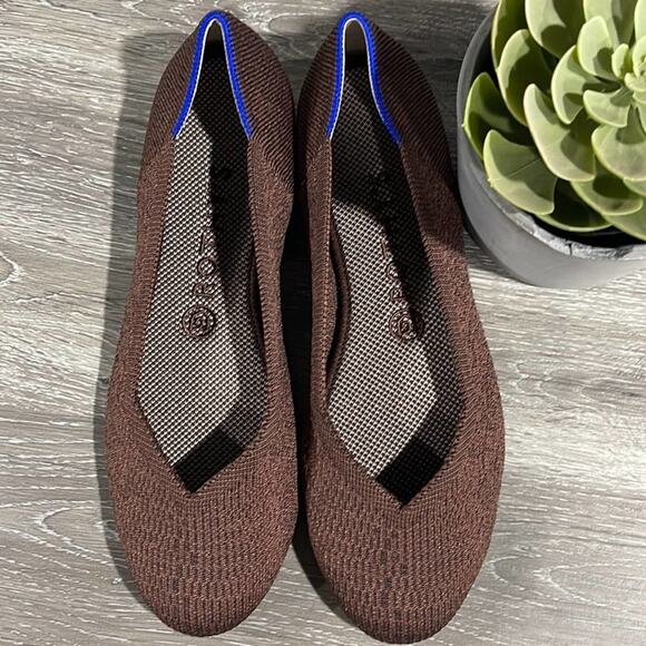 Rothys round truffle python size 8 brown flat shoes - Picture 15 of 16